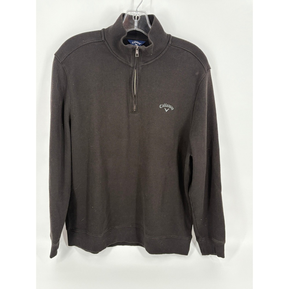 Callaway Mens Brown Long Sleeve 1/4 Zip Golf Pullover Sweatshirt - Large